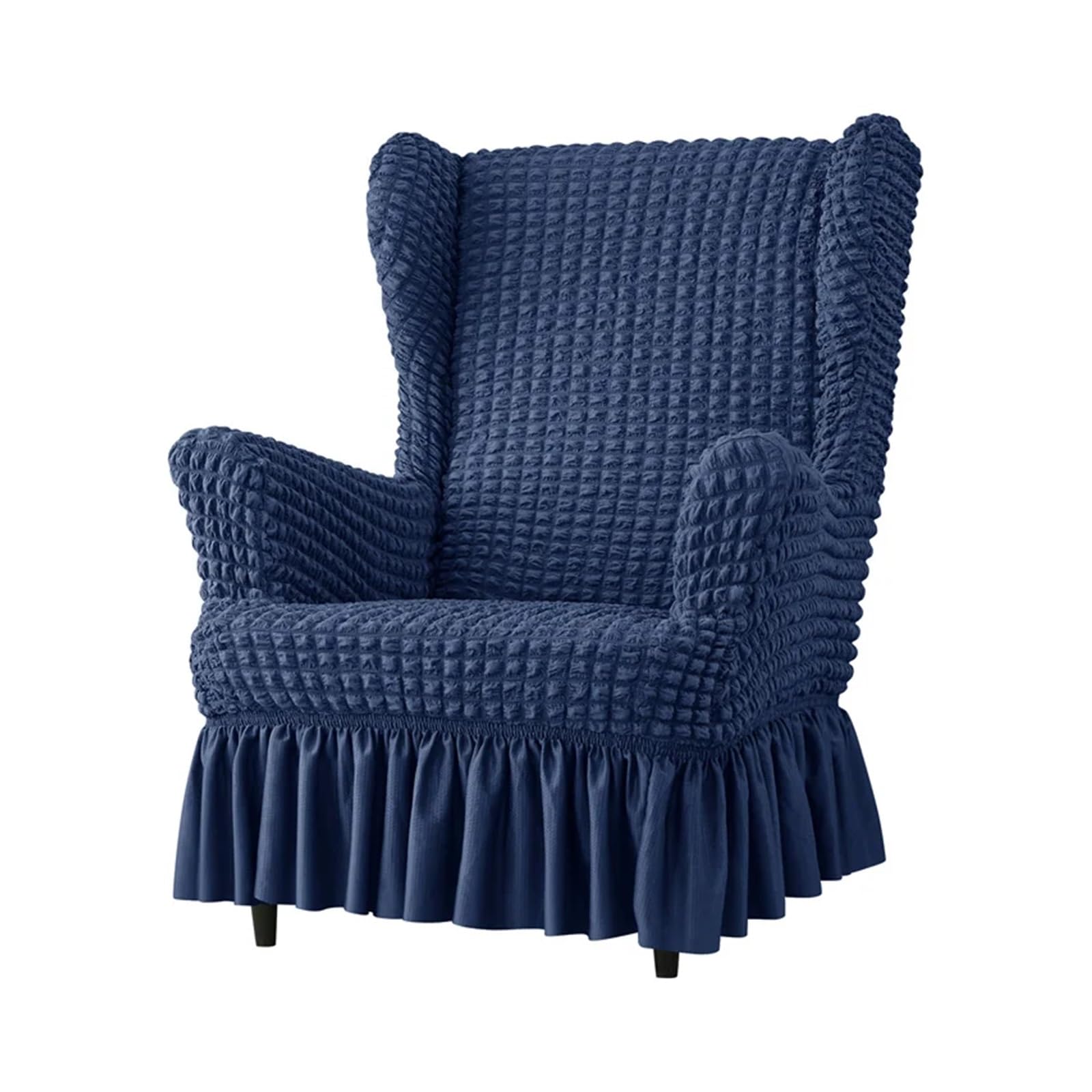 GCYEIDMA Wing Chair Slipcover Seersucker Wing Chair Cover Solid Color Armchair Slipcover Stretch Wingback Sofa Covers with Cushion Home Decor(A6 Wingchair Cover)