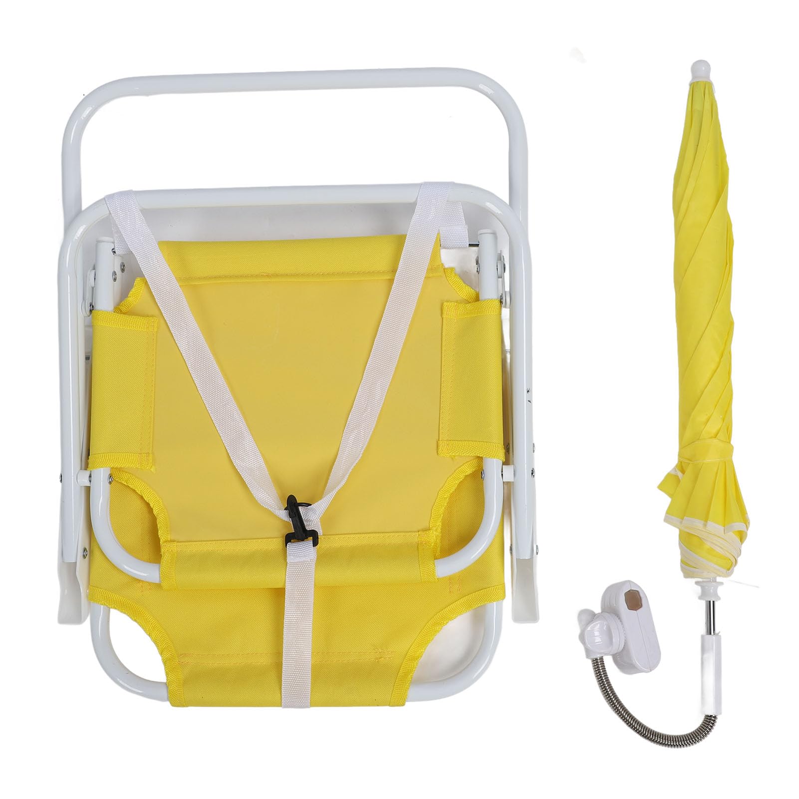 CHICIRIS Silla de Playa Plegable para Niños con Sombrilla, Parasol Ajustable, Silla Portátil Plegable para Exteriores para Acampar y Picnics (Yellow)