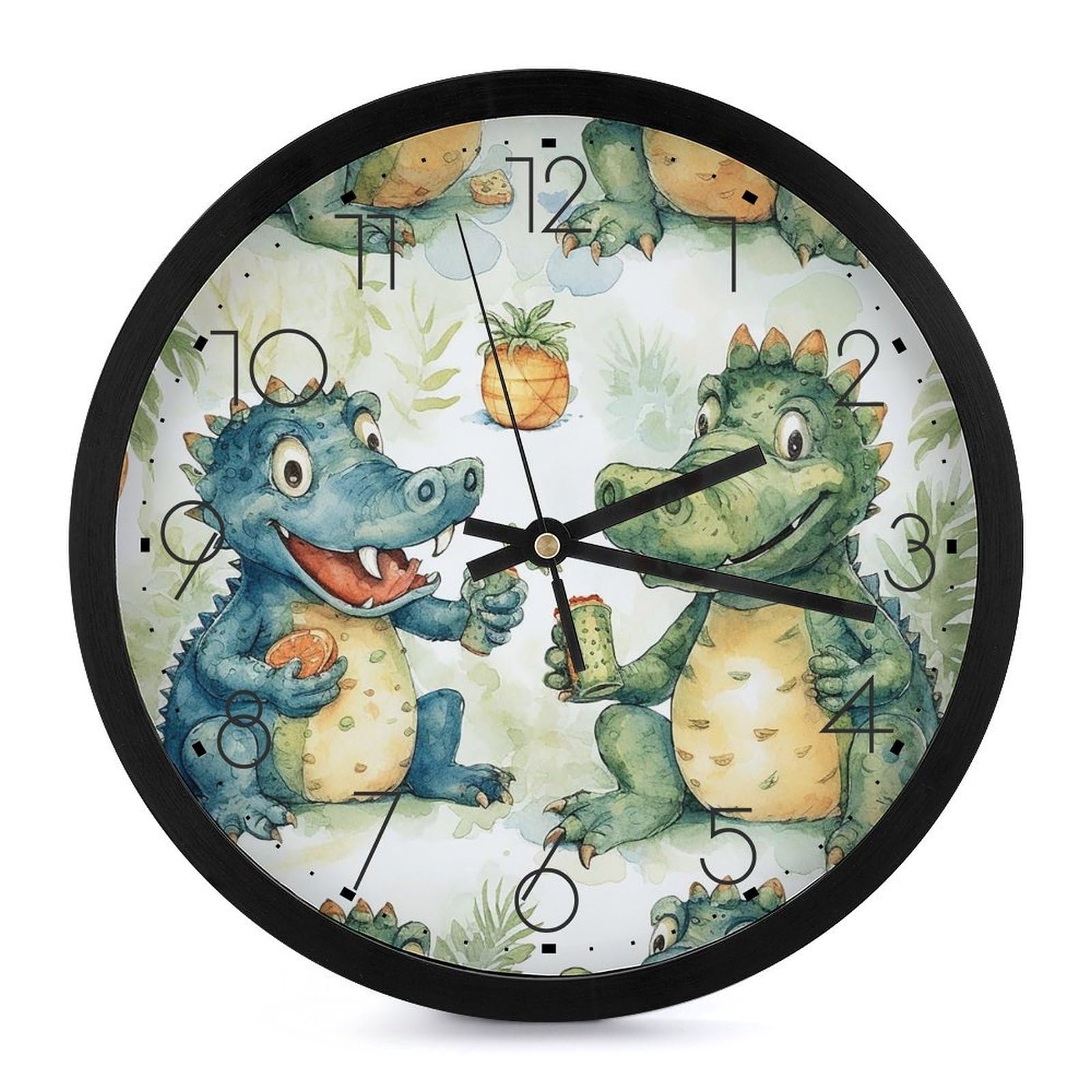 Horloge murale pour décoration de salon au motif crocodile : une ambiance calme et ludique