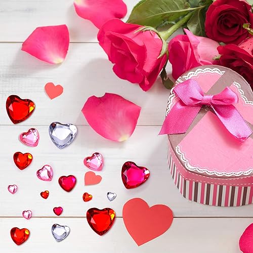 Vista 19 de Chuangdi 516 calcomanías de diamantes de imitación de corazón, acrílicas, gemas de corazón, gemas de cristal, autoadhesivas, parte trasera plana