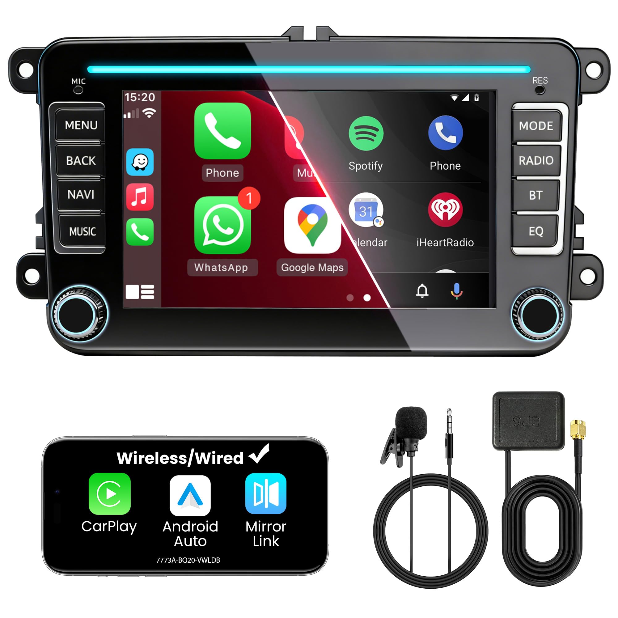 7" Autoradio pour Volkswagen Caddy Golf Polo Jatta
