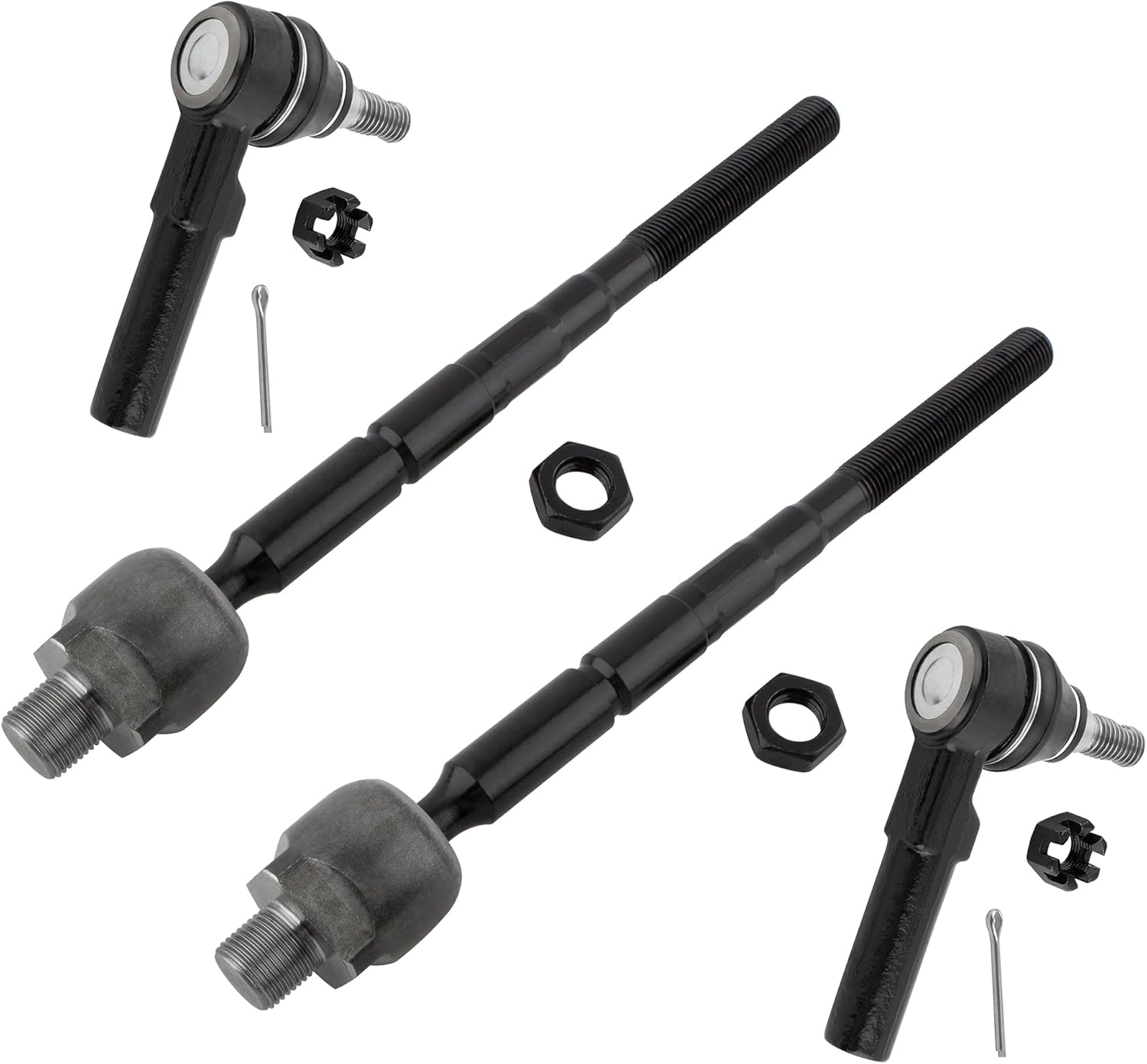 Front Inner Outer Driver Passenger Suspension Kit Tie Rods EV80433 ES80761 (14mm Threads) for 2004 2005 Chevy Colorado for GMC Canyon for Isuzu I-280 I-350 2006