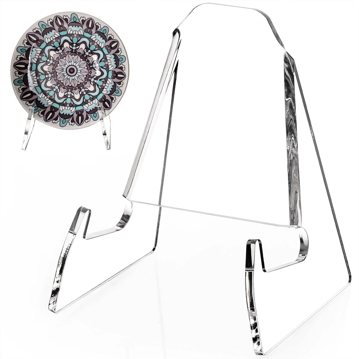 Acrylic Plate Stands for Display, 2 Pack 4.7 Inch Wide Easel Stand, Clear