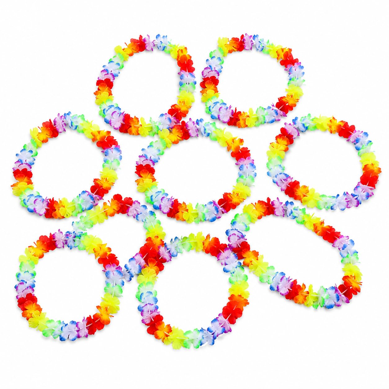 Shatchi 12Pcs Hawaiian Garlands Flower Lei Luau Hawaiian Necklaces for Tropical Beach Party Decorations Flamingo Party Supplies Hawaiian Fancy Dress for Adults Kids