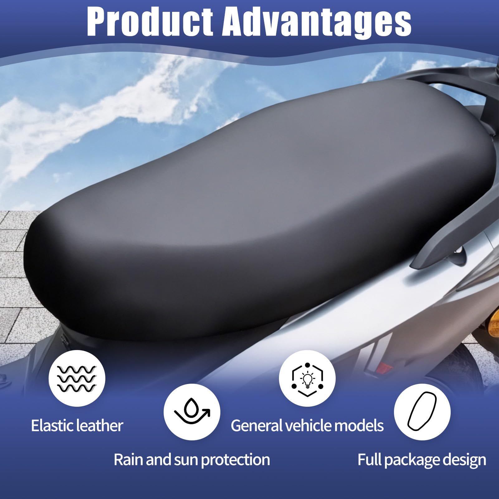 Autodomy Housse De Selle Moto Imperméable Taille XL Pour Sièges De 90 à 110 Cm | Couvre Selle Moto Antidérapante Et Anti-Rayures | Convient à Tous Types De Motos Et