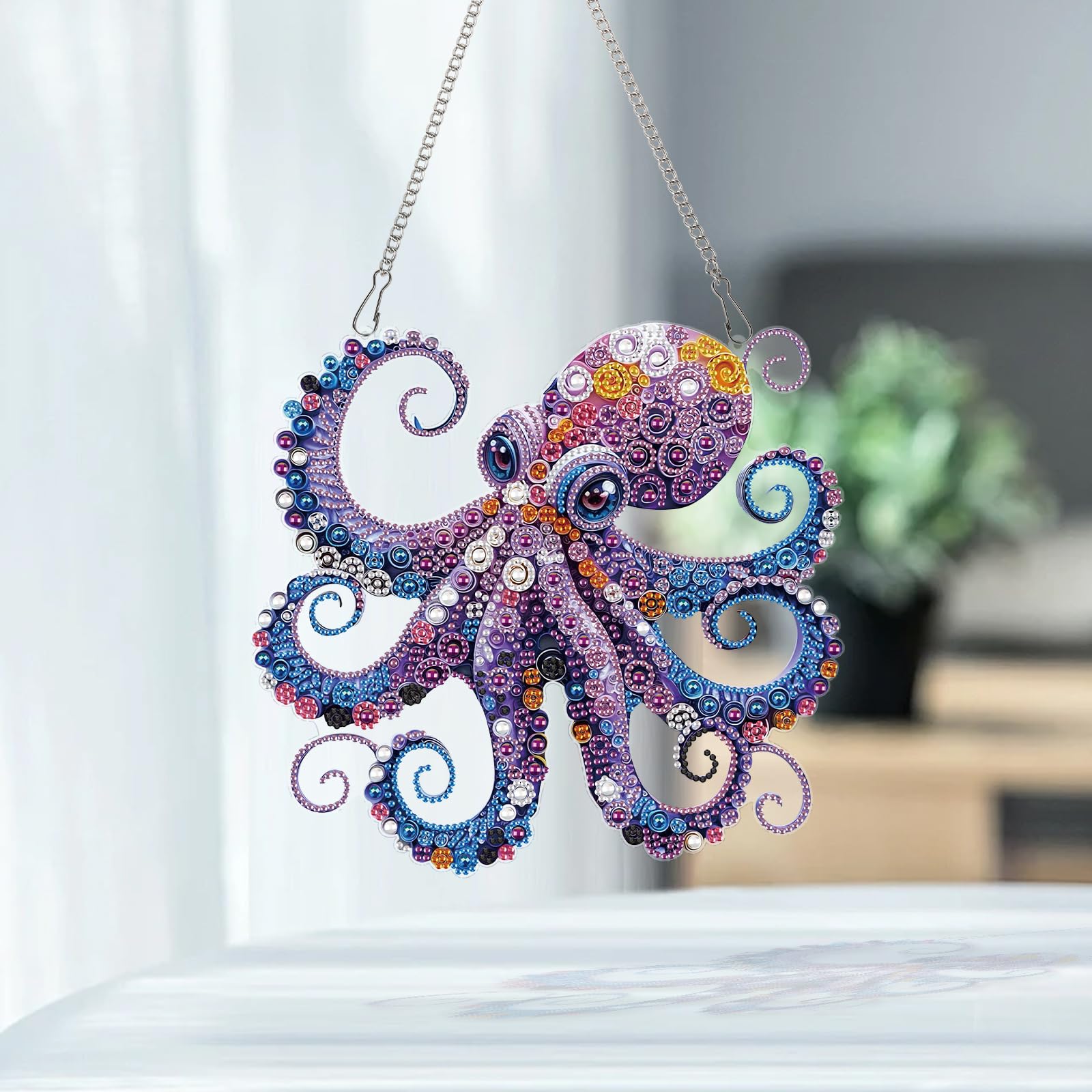 AiYuanzsh Oktopus Diamond Painting – 5D DIY Diamantbild Zum Aufhängen, 24,1x22,6 Cm – Bastelset Für Erwachsene