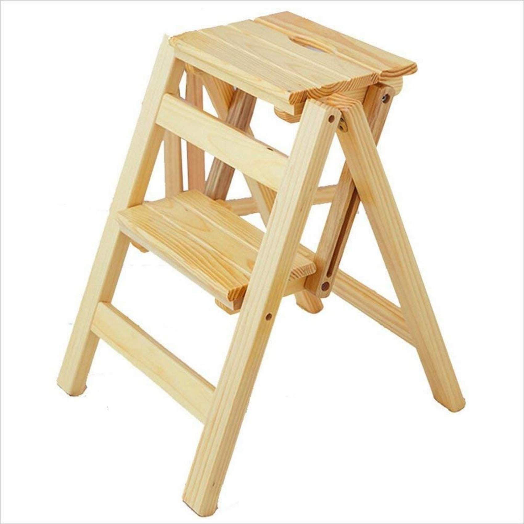 Taburete plegable de dos escalones en madera para tareas domésticas