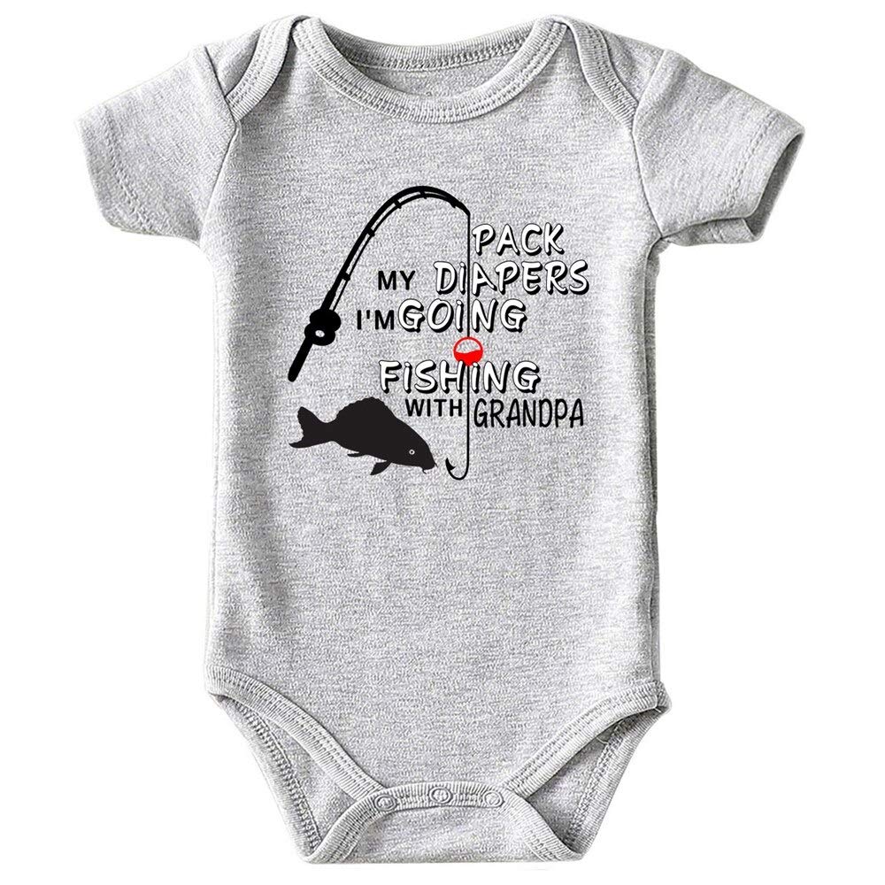 Fish With Grandpa Baby Boy Clothes Unisex Funny Baby Girl Bodysuits 0-3 months