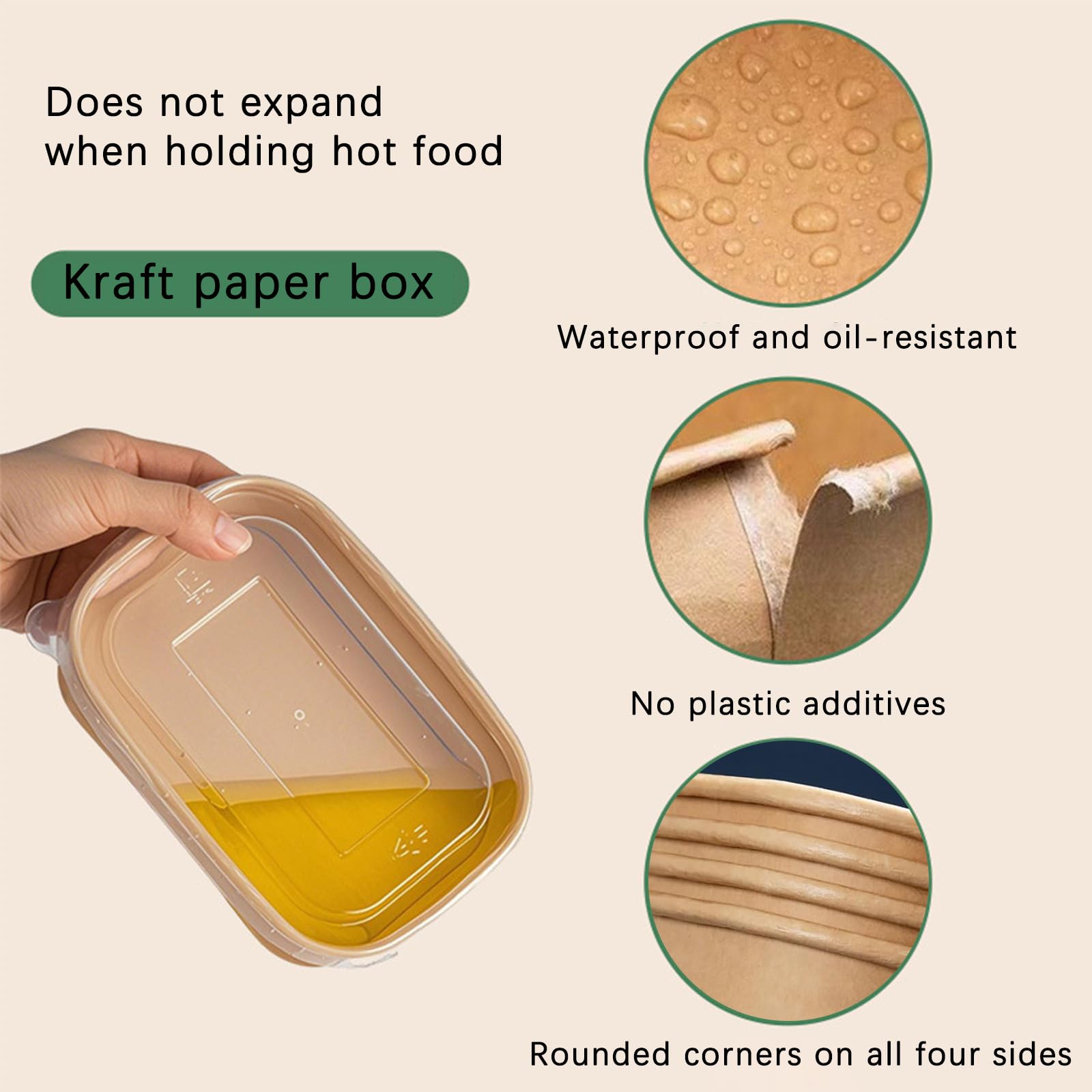 20 Pièces Boîtes à Salade En Papier Kraft 500ml, Boîtes à Emporter Réutilisables Barquette Carton, Imperméables Et Oléofuges Avec Couvercle, pour Plats à Emporter, Salade Fitness Et Voyage
