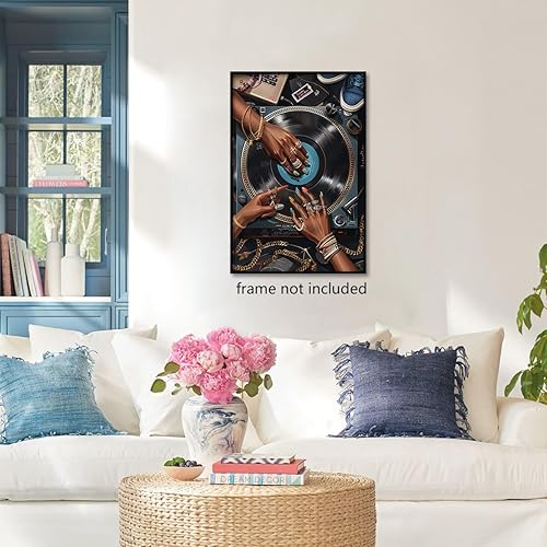 Miniatura 7 de Póster de mujer negra, imagen afroamericana, chica negra, DJ amante de la música, arte de pared, lienzo estilo Y2k, pintura impresa de moda para