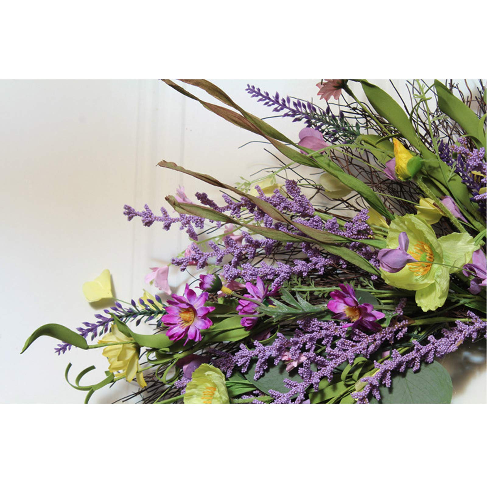 Ghirlanda di fiori artificiali di lavanda fatta a mano, corona di primavera per porta d'ingresso, parete, festa di nozze, decorazione per la casa, come mostrato