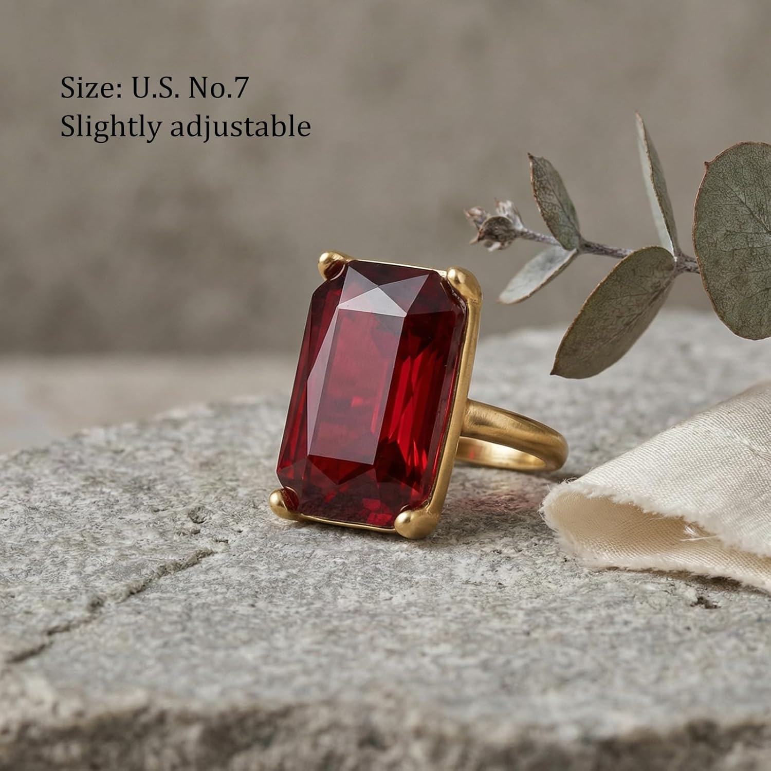 Gold Exaggerated Emerald CZ Crystal Rings for Women, Statement Costume Jewelry Gift - Image 4