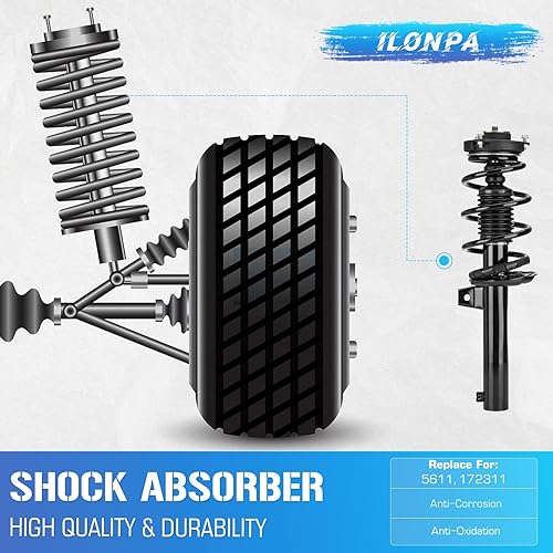 Miniatura 6 de Amortiguadores traseros izquierdo y derecho para Volkswagen GTI Passat 2006-2014, Volkswagen Jetta 2005-2014, Volkswagen R32-5611 344459 (juego de 2)