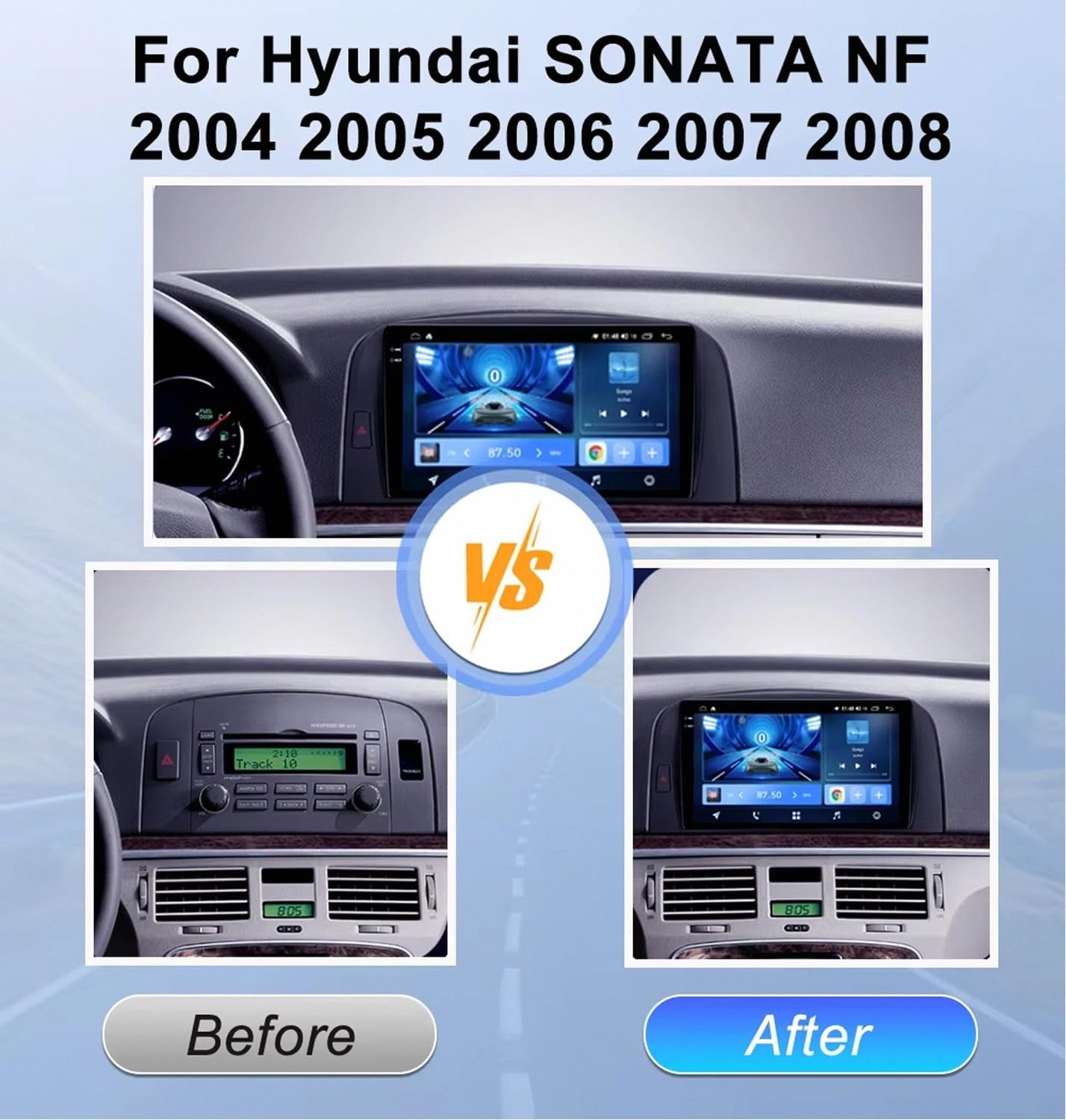 Car Multimedia Player dla Hyundai NF 2004-2008 9 Inch Android 15 Car Navigation with Gps Wifi Bt Fm For, 8 Core 8G+128G