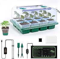 Joyhalo 12-Cell Seed Starter Kit with Graphene Heat Mat & Full-Spectrum Grow Lights - Reusable Humidity Dome for Fast Germination