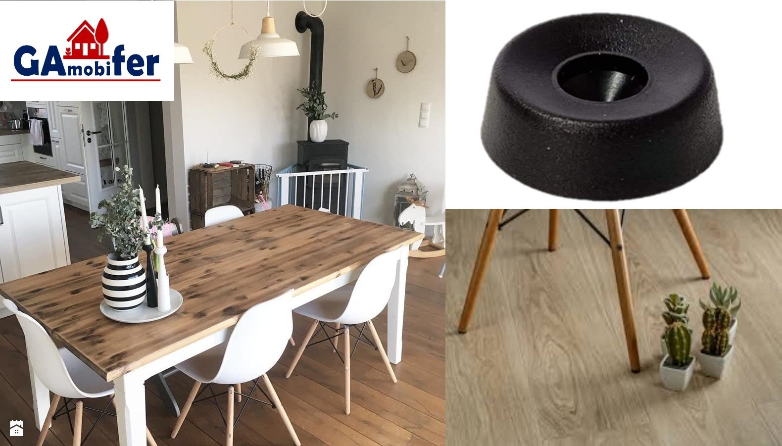 Vipla Rubber Feet Semi Soft Non Slip for Chair Table, Chopping Board, Crate etc (diameter 22 x 8 mm. 12 pieces + 12 screws, black) - Image 4