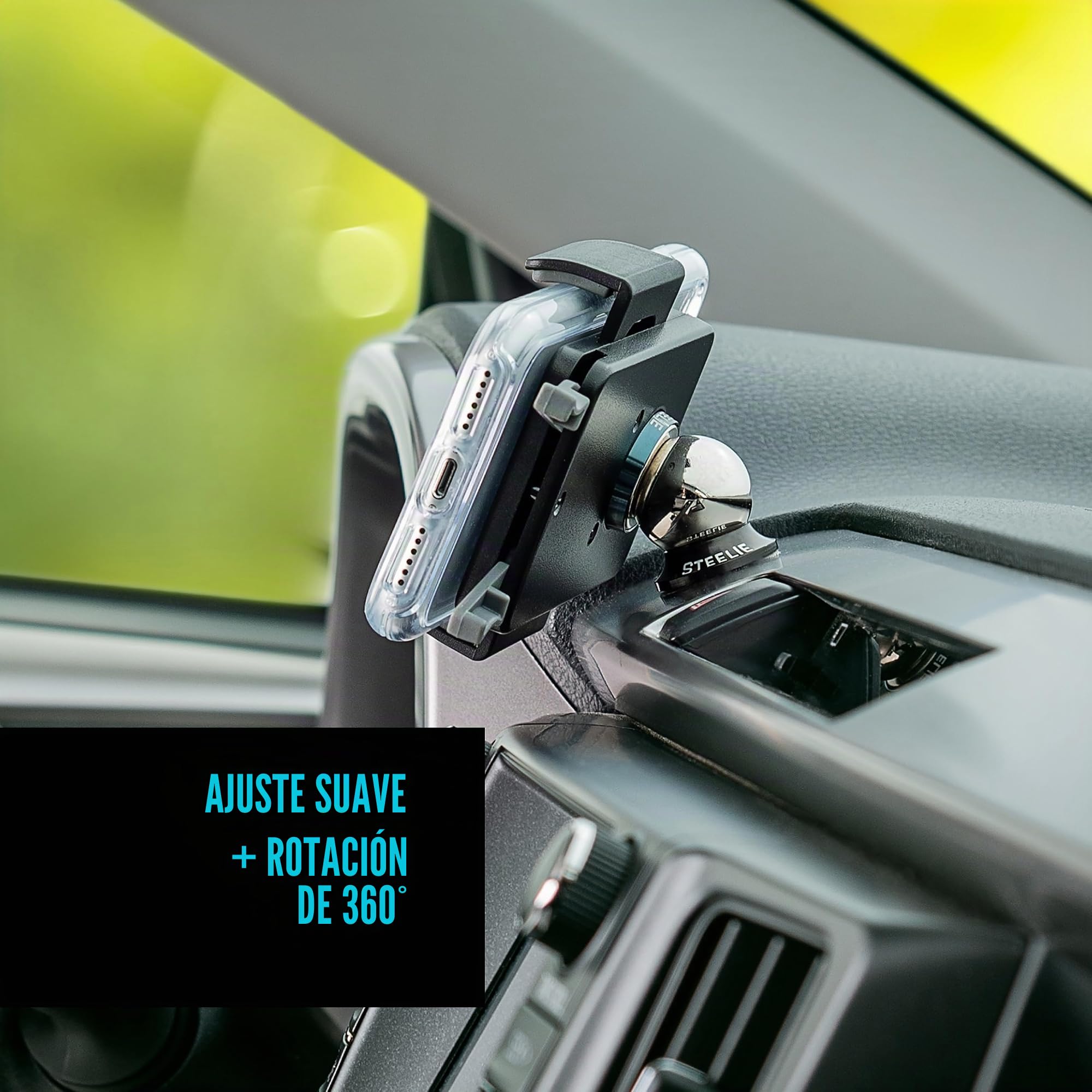 Nite Ize Steelie Squeeze Dash Kit, Soporte magnético Universal para salpicadero de Coche, Compatible con MagSafe iPhone 12 Pro MAX/Mini/Galaxy/Edge/Google Pixel y más