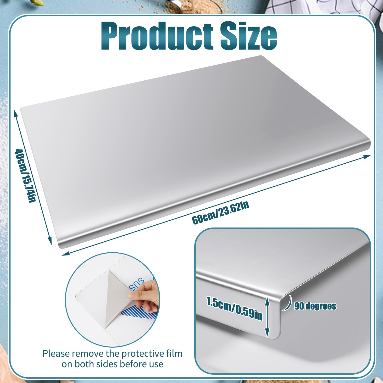 saerryor Stainless Steel Chopping Board, Baking Board, Cutting Boards - Image 2