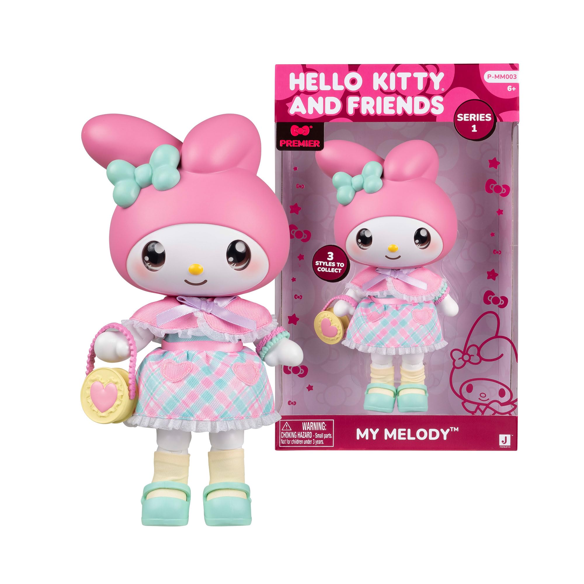 Hello Kitty - My Melody Premier Doll 20 cm, 9 punktów, zdejmowane ubrania i akcesoria, dla kolekcjonerów, dzieci i dziewcząt w wieku od 3 lat