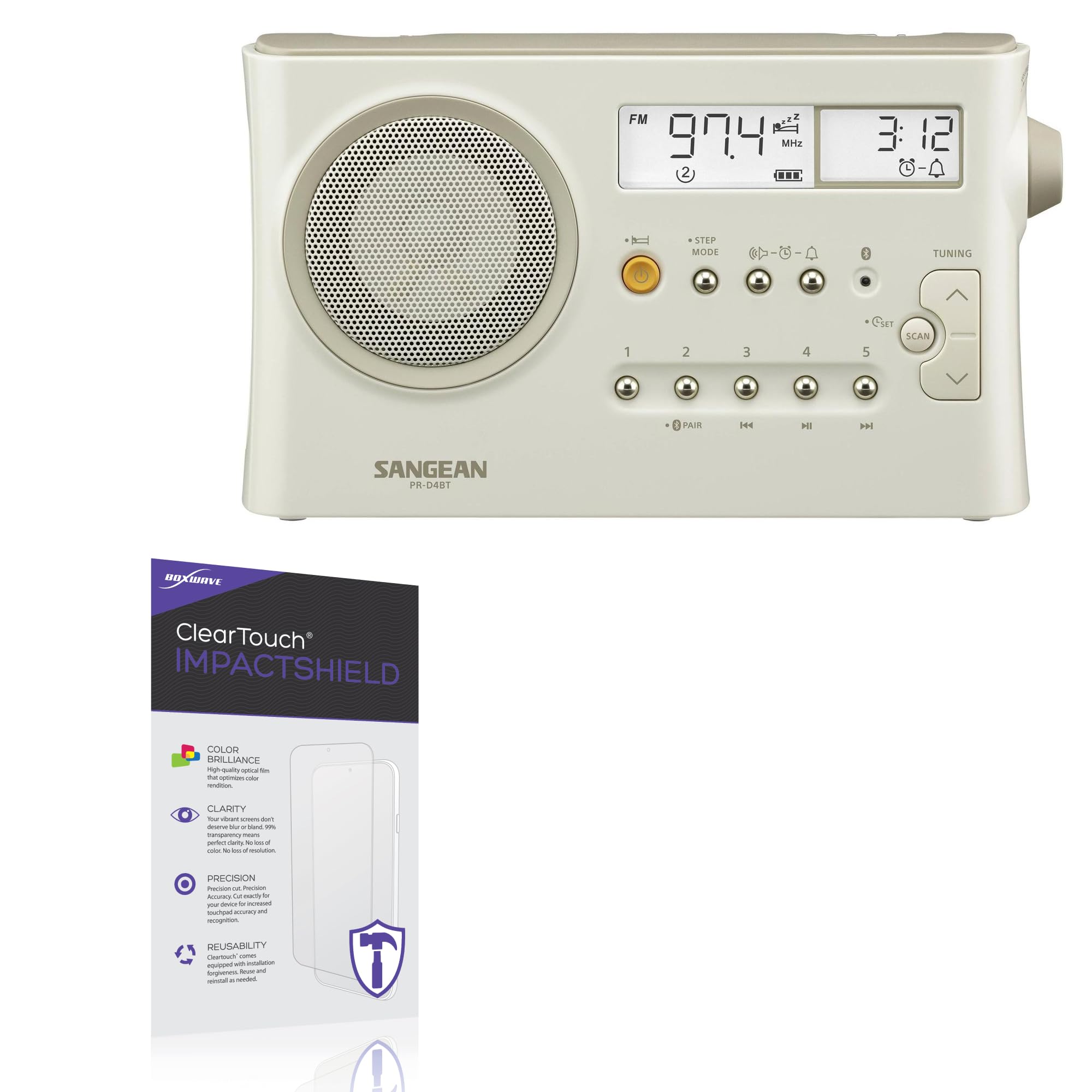 BoxWave Screen Protector Compatible With Sangean PR-D4BT - ClearTouch ImpactShield (2-Pack), Impenetrable Screen Protector Flexible Film