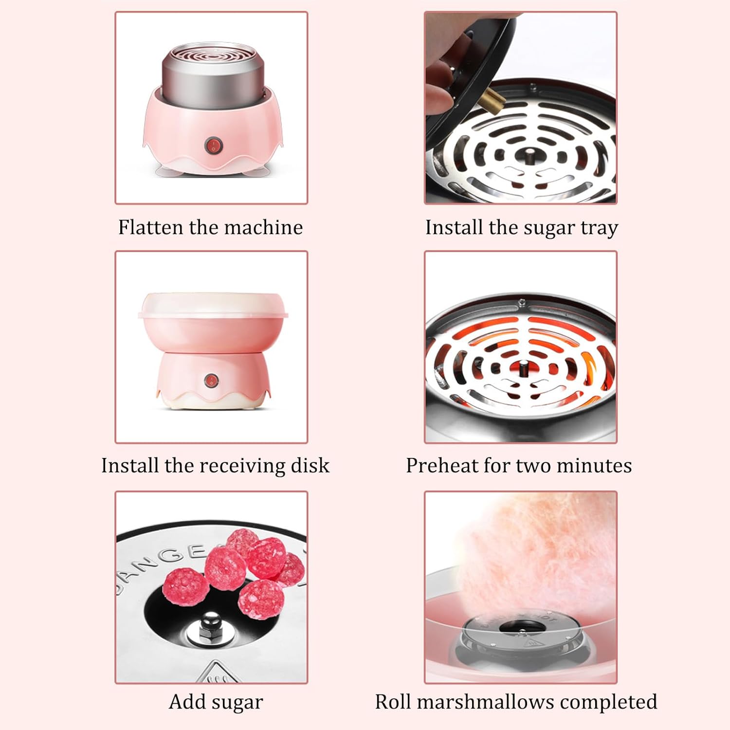 Small Cotton Candy Machine,Portable Marshmallow Machine,Retro Vintage Candy Maker,Powerful Power,One Click Start,for Family Parties(Color:White)