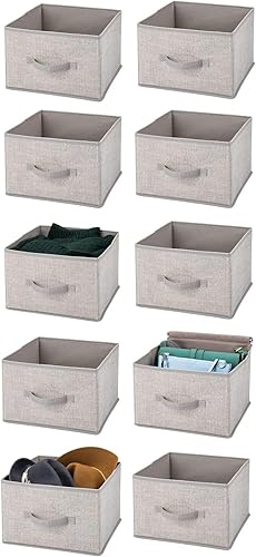 mDesign Contenedor de tela para organizador de cubos, cubo de almacenamiento plegable de tela, organizador de almacenamiento plegable para armario,