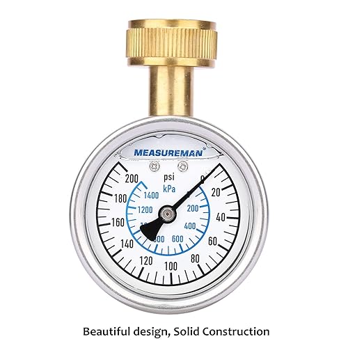 Miniatura 28 de Measureman - Manómetro de presión de agua de 0-200 psi, esfera de 2.5", medidor de presión para boquilla de manguera, probador de presión de agua