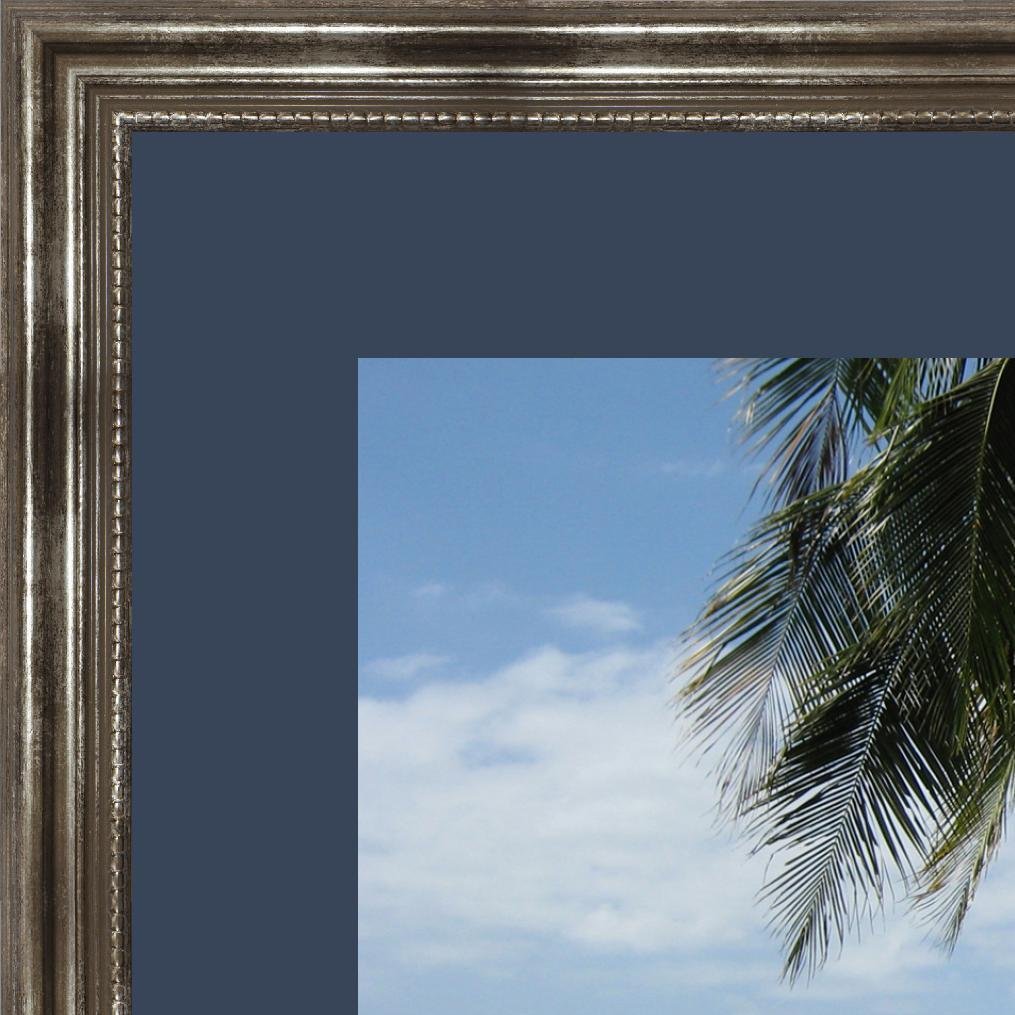 Cadres Photos pêle mêle multivues Bleu Fonce 1 Photo(s) 20x30 and 2 Photo(s) 10x13 Passe Partout, Cadre Photo Mural 43x40 cm Argent Elégant, 3.3 cm de Largeur