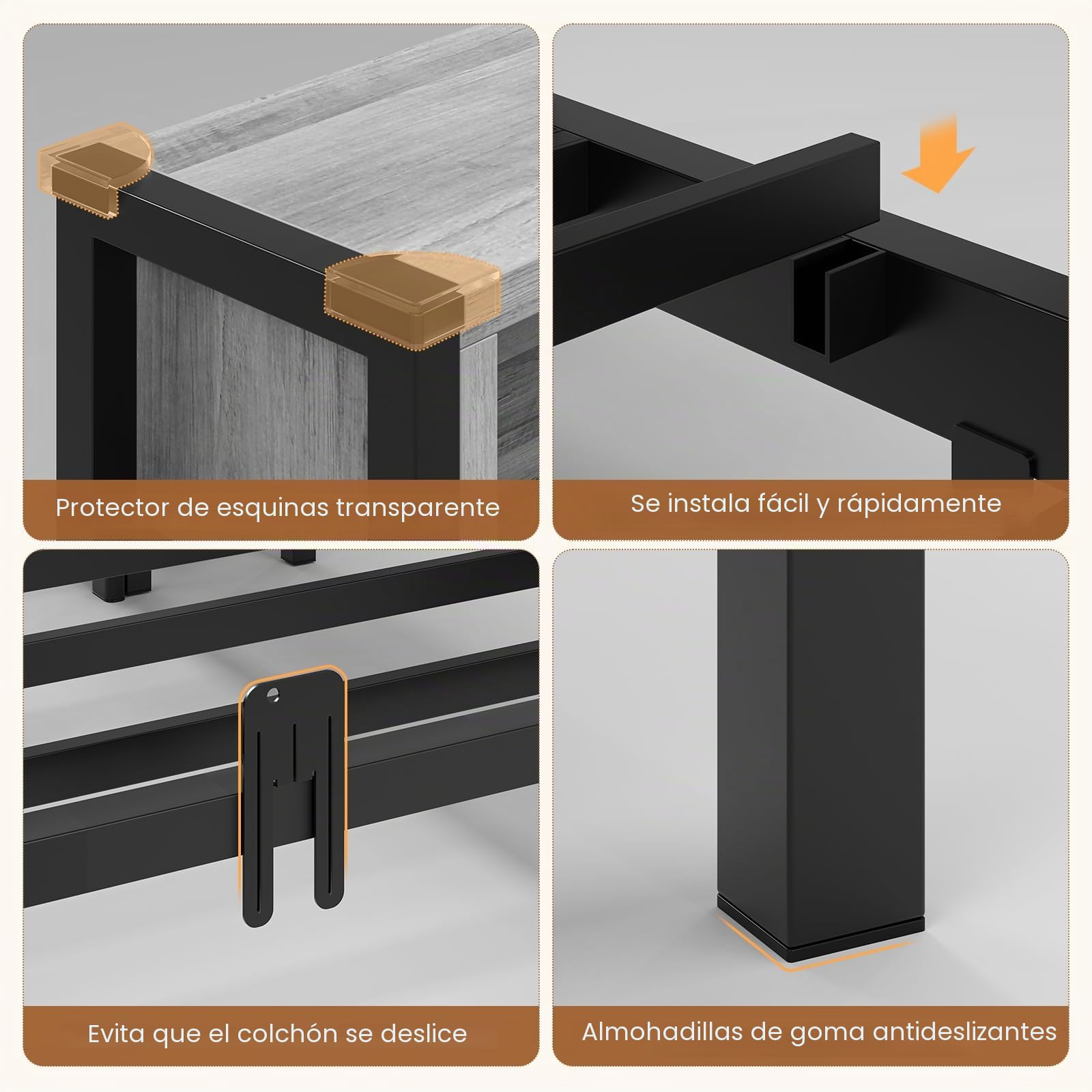 DICTAC Cama juvenil 90x200 con iluminación LED y estación de carga, cama 90 x 200 con espacio de almacenamiento - 5 compartimentos y 2 cajones, cama de día individual 90x200 con somier de metal, cama