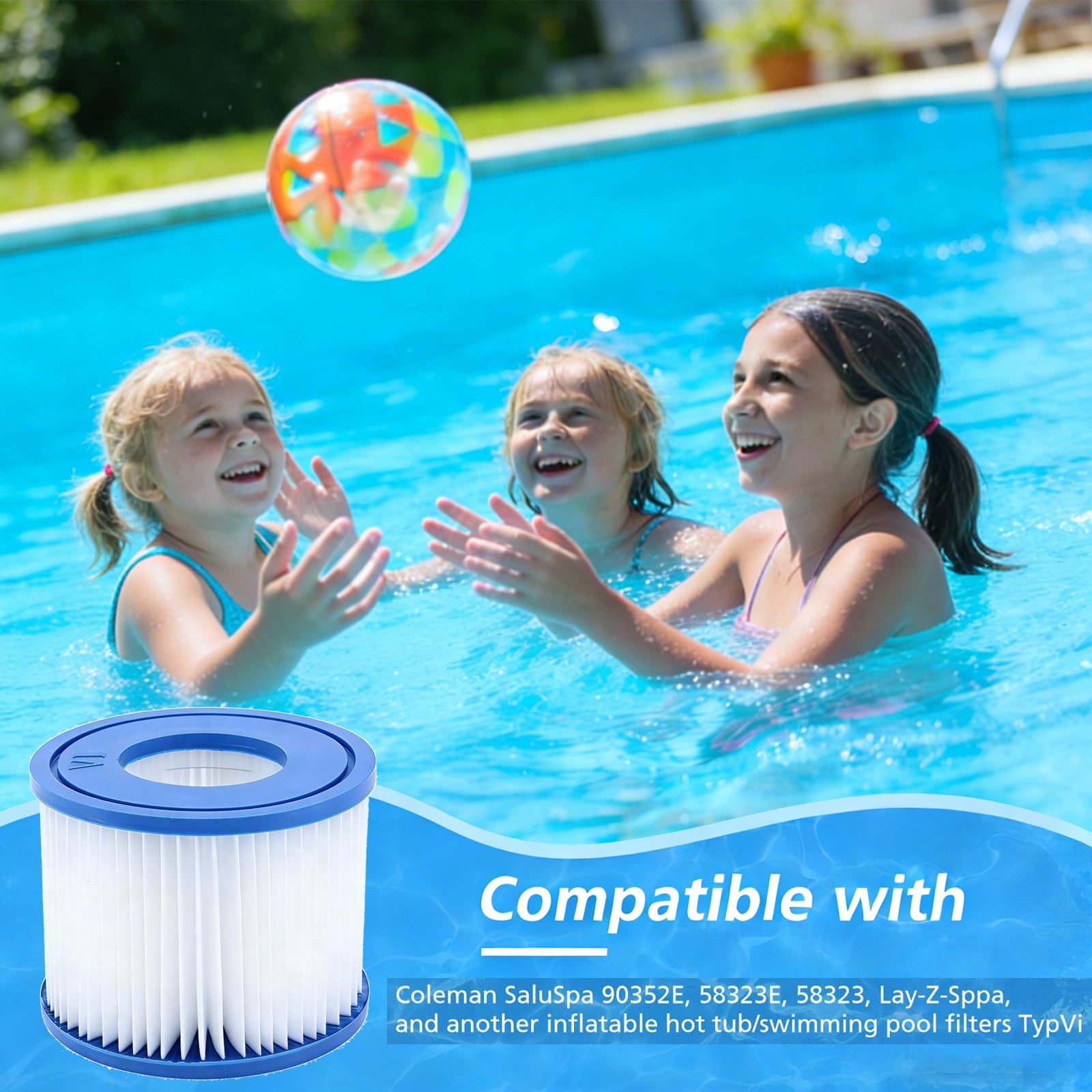 8 Piezas Cartucho de Filtro Piscina Tipo Vi Filtro de Repuesto para SPA Tipo Vi Cartuchos de Filtro 58383 Compatible con Lay-Z-SPA Miami Vegas Monaco Palm Springs