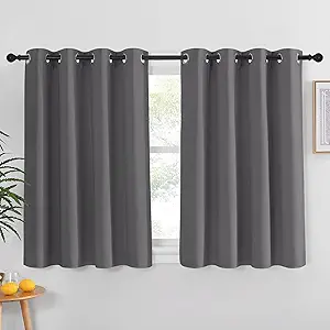 NICETOWN Blackout Curtain Panel for Bedroom - Window Treatment Thermal Insulated Solid Grommet Blackout Drape for Living Room (1 Panel, 52 by 45 inches, Grey)