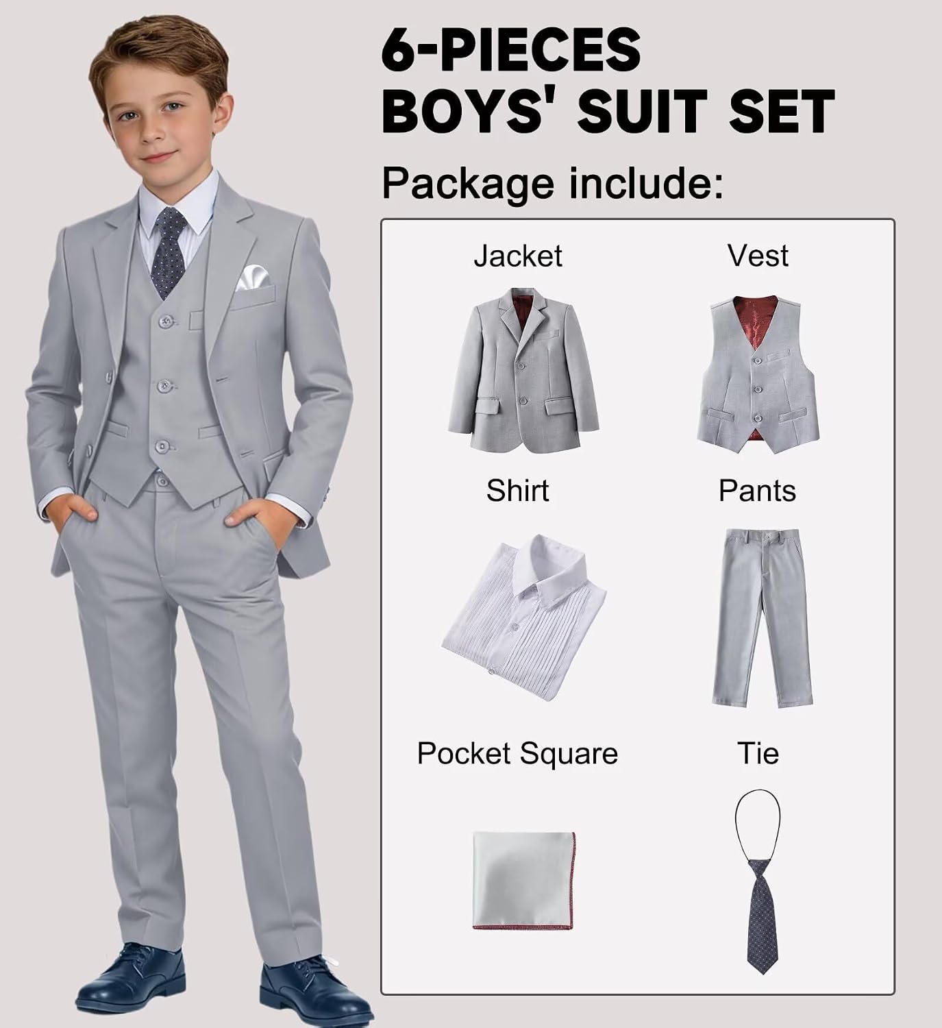 Boys Suit Kids Formal Tuxedo Suits for Boys Wedding Easter Outfits image 3