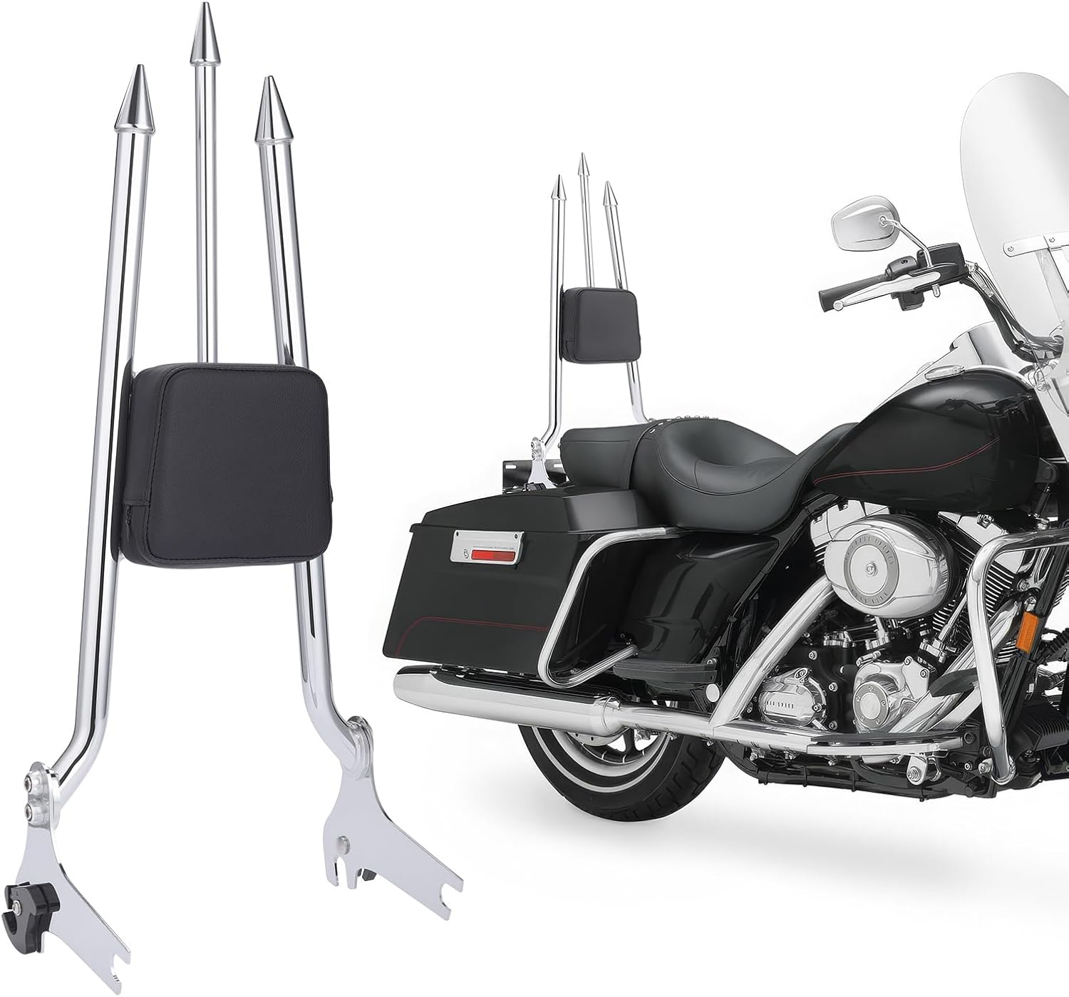 27" Detachable Passenger Backrest Sissy Bar for Harley Davidson Touring 1997-2008 Road King Street Glide Road Glide Electra Glide Models Rear Backrest (Chrome)