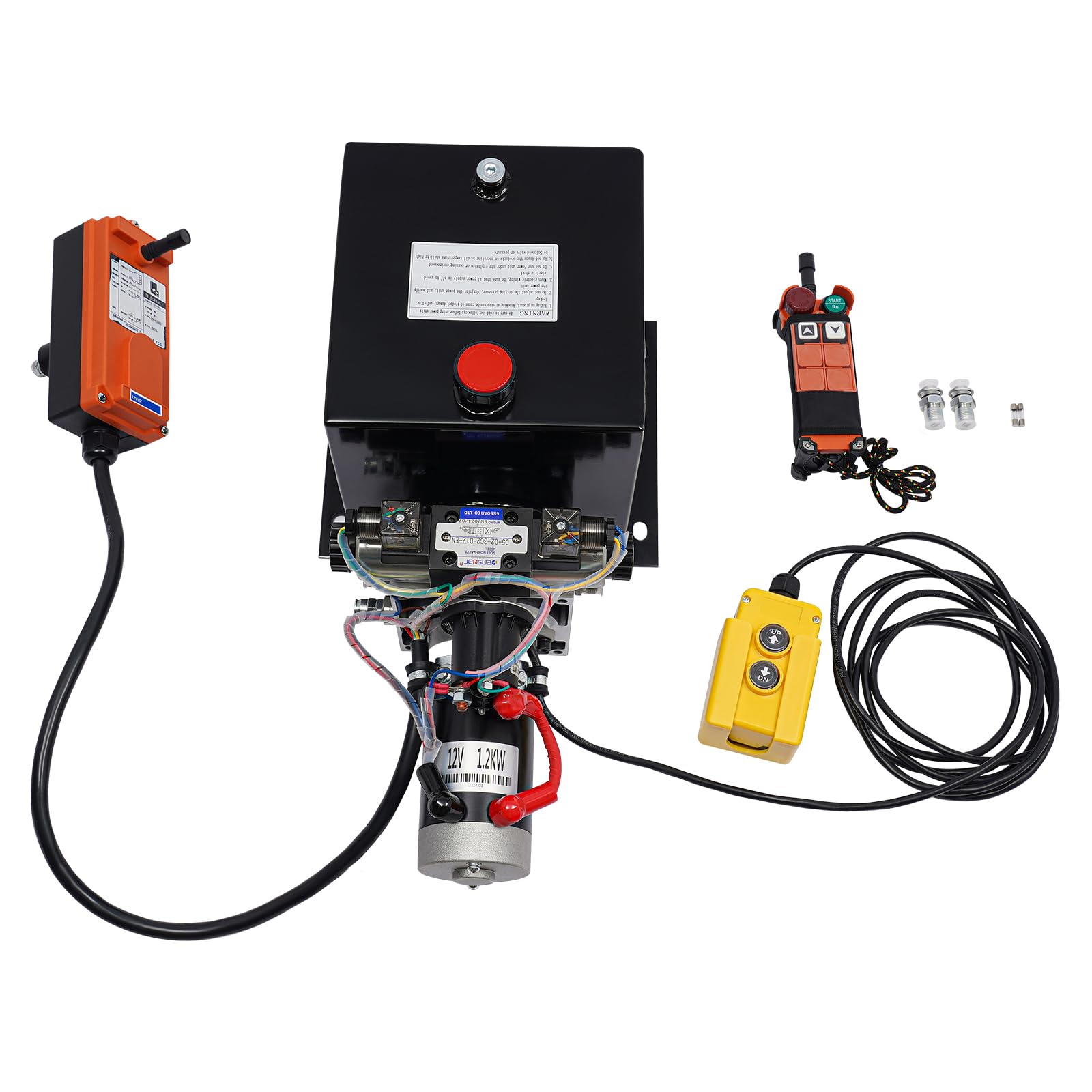 21MPA Hydraulikpumpe Doppelwirkende Hydraulikaggregat 1200W 12V Elektrohydraulik Pumpe mit Fernbedienung,hydraulik handpumpe Hydraulikzylinder für Aufzüge, Gabelstapler,8 Quart