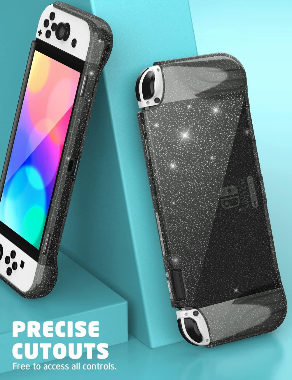 Mumba Case for Nintendo Switch OLED 2021, [Thunderbolt Series] Protective Clear Cover with TPU Grip Compatible with Nintendo New Switch OLED 7 Inch Console and Joy-Con Controller (Shadow) - Image 3