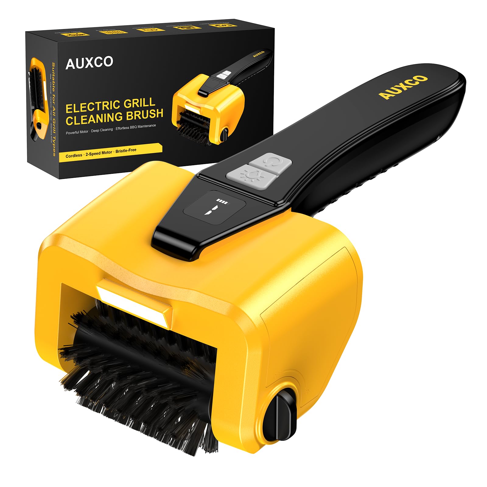 Photo 1 of AUXCO Grill Brush - 4000mAh Electric Grill Brush for Outdoor Grill with Dual-Speed Motor, No Bristle Shedding BBQ Brush Cleaner, Dishwasher-Safe, 90 Mins Working Time with LED Light, As a Ideal Gift