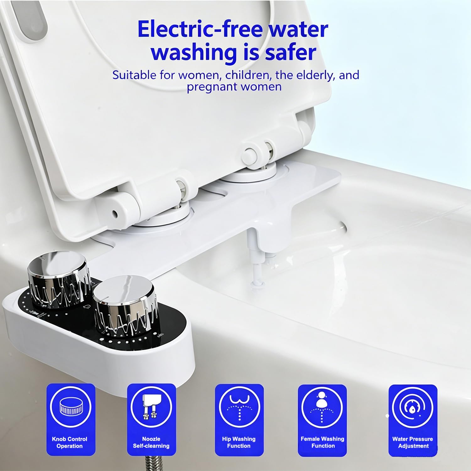 Kit doccetta Bidet per WC, Attacco per Bidet WC con Doppio Ugello da 3/8 Acqua Calda e Fredda, Pressione Dell'Acqua Regolabile, Doppio Ugello per Glutei e Lavaggio Intimo