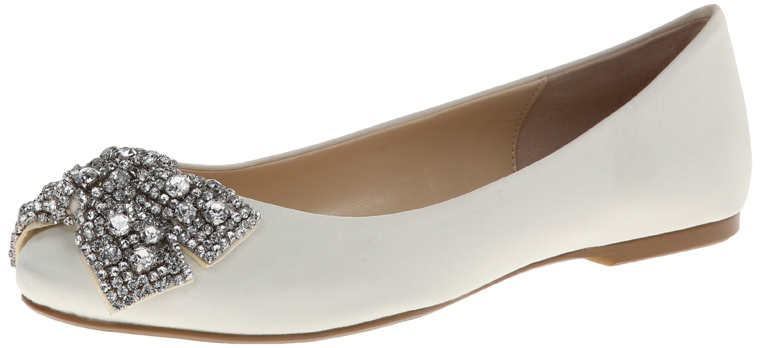 Betsey Johnson Blue Women's Sb-Ever Ballet Flat, Ivory Satin, 5.5 M US