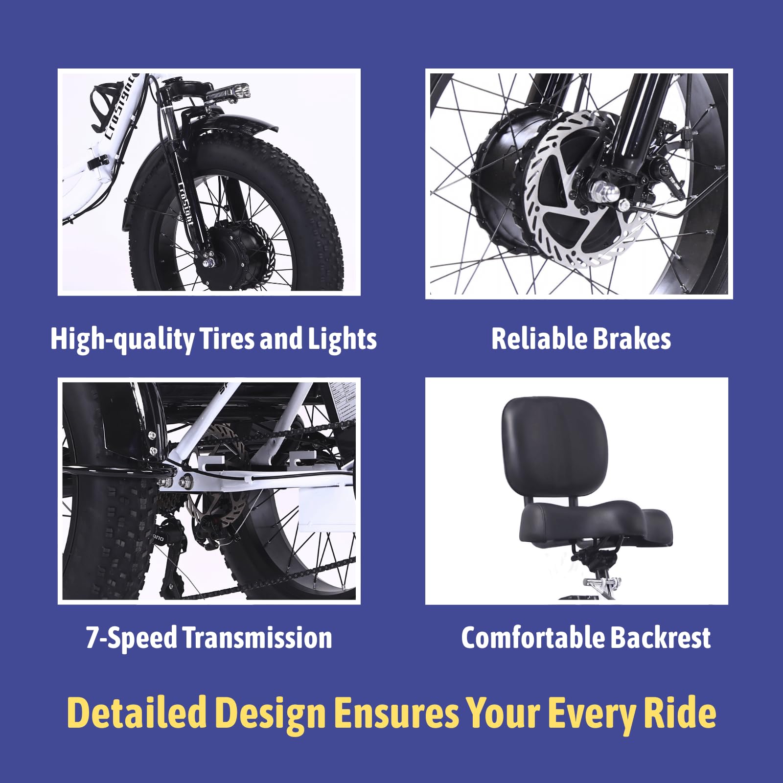 2.0 Electric Tricycle for Adults, 20"x4" Fat Tire Folding Electric Trike, 750W 48V 20Ah Battery, Built-in Speaker, USB Port, 7 Speed, 3 Wheel E-Trike