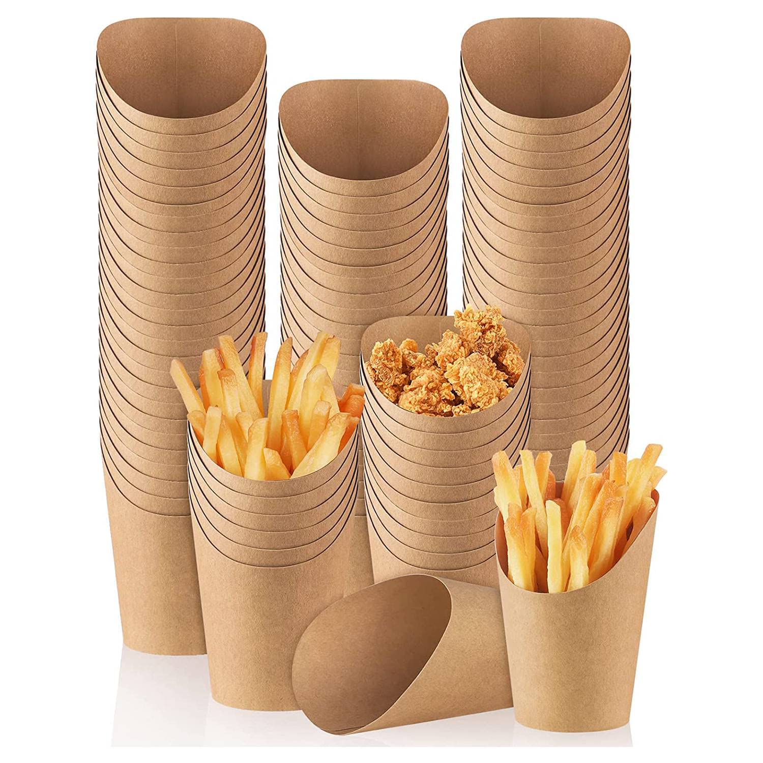 Porte-frites papier boîtes pop-corn gobelets jetables marron