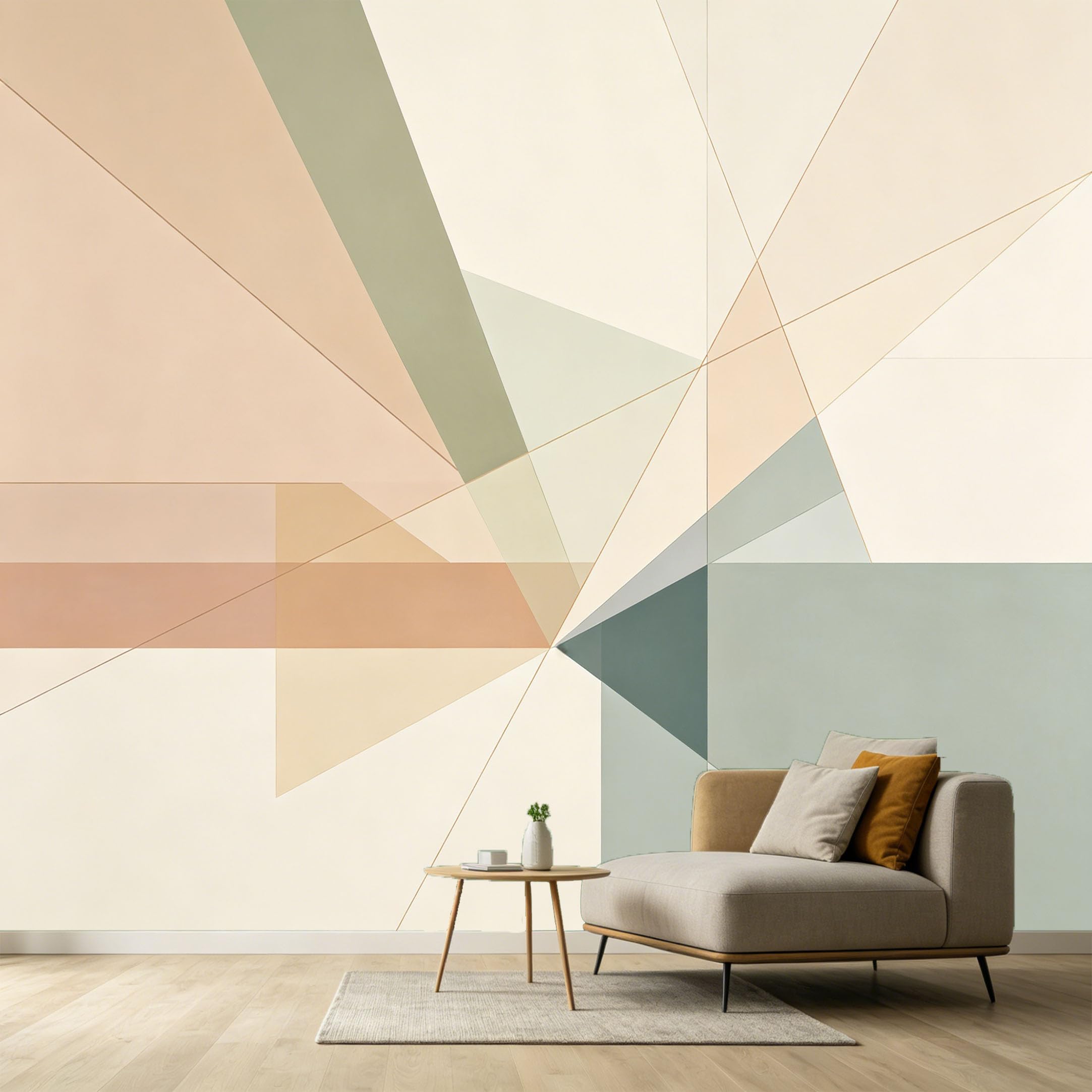 Custom Size Wall Murals Abstract Geometric Minimalist Modern Lines Soft Neutral Tones SelfAdhesive Wall Fabric Removable Large Wallpaper for Photo Living Room
