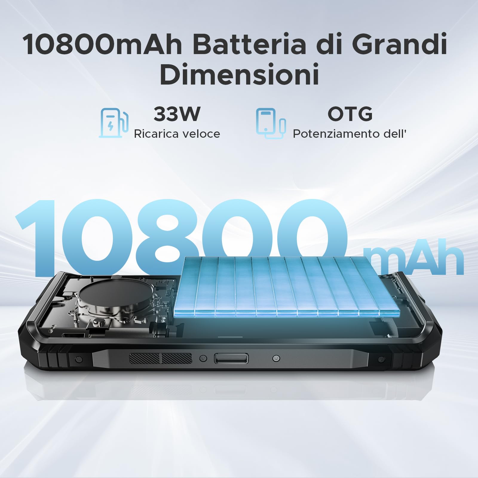 DOOGEE S Punk Pro Rugged Smartphone, 20(8+12)GB+512GB 2TB, 10800mAh+33W, 6.6” FHD+IPS 90Hz, LED Light Effect, 50MP+16MP, 34 mm Corno Grande Ampiezza, Android 14 Telefono Indistruttibile, Dual SIM/NFC