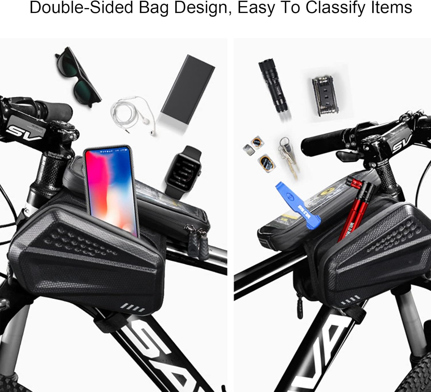 Large Capacity Waterproof Bicycle Bag Saddle Bags Touch Screen MTB Frame Front Top Tube Bag Phone Holder Bicycle Accessories