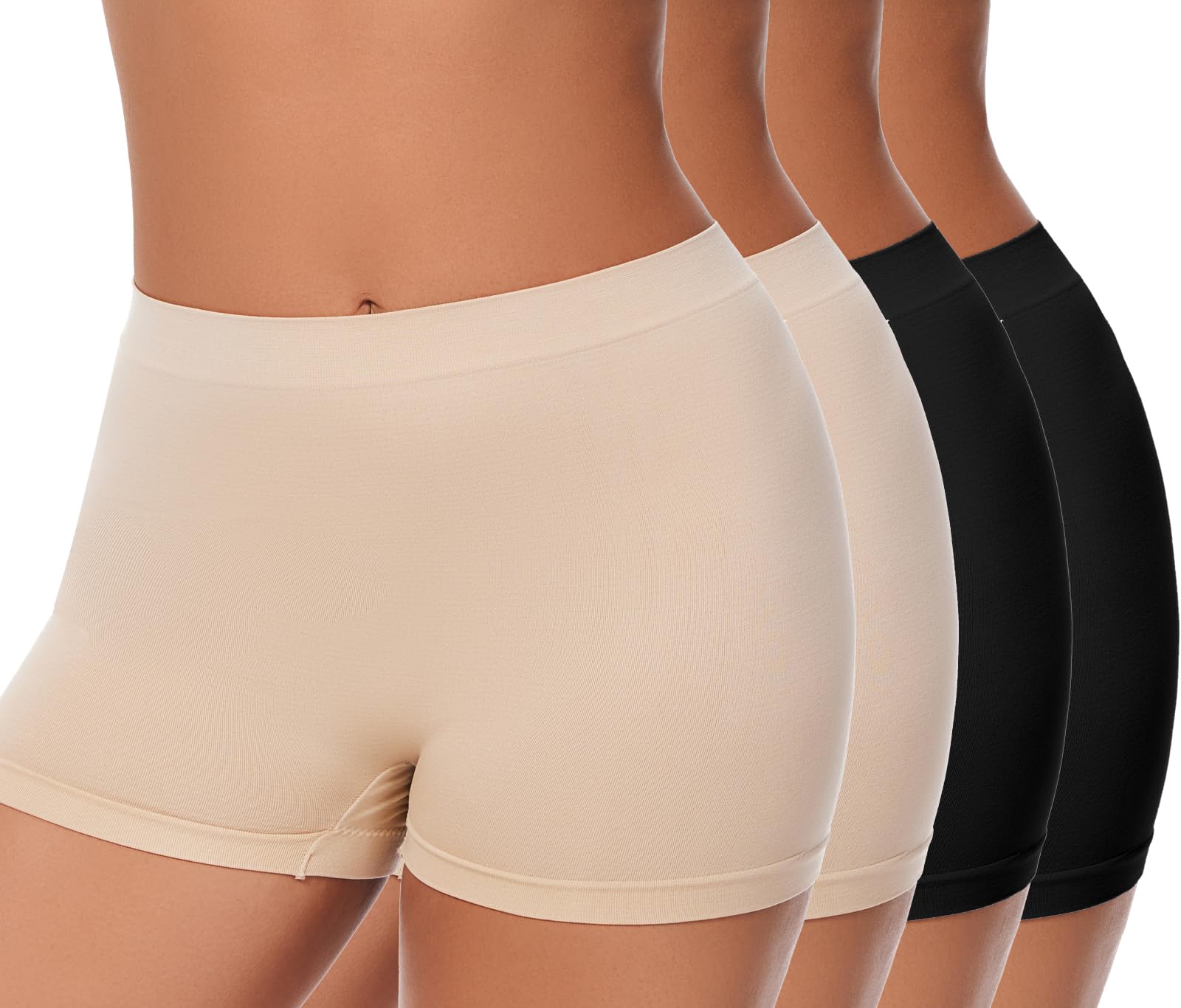 Zimi Collection Women's 2Black+2Skin Plus Size Xl-6Xl Boyshorts Underwear For High Waisted Panties Stretch Boxer Briefs 4 Pack Xl