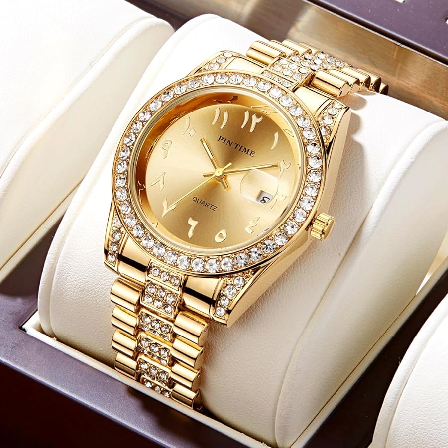 Amazon | 豪華なキラキラ光るカラフルなフルダイヤモンドウォッチ