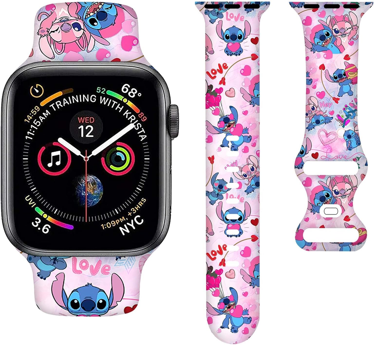 Cartoon Sport Bands Compatible with Apple Watch Band 38mm 40mm 41mm 42mm 44mm 45mm,Soft Silicone Waterproof Strap Wristbands Compatible with iWatch Bands Series SE 7 6 5 4 3 2 for Women and Teenagers