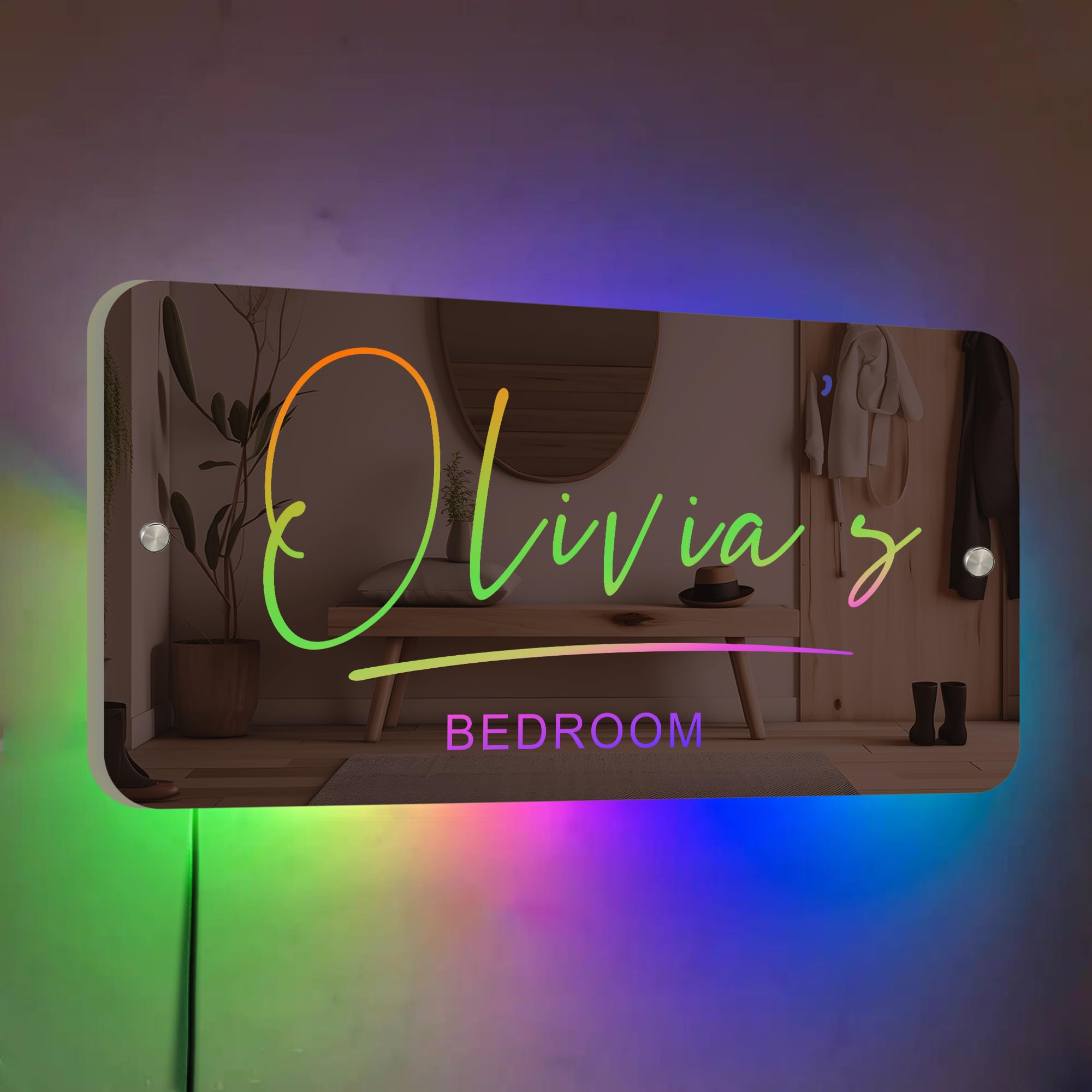 Personalised Mirror LED Light Up Mirror Neon Light Up Name Sign Personalised Birthday Christmas Gifts Custom Name Sign Wall Decoration for Living Room Bedroom Home Decor(Small) โ image 1