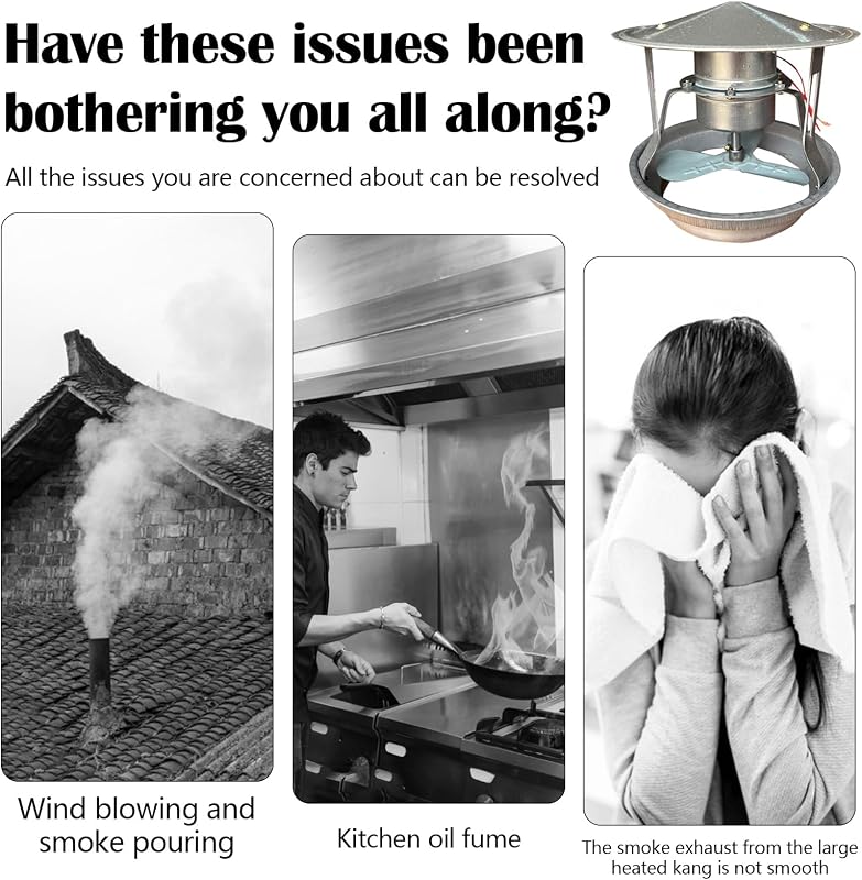 Mocoli 40 W kémény elszívó ventilátor, füstelszívó kipufogócső ventilátor 12,5–17 cm, csendes kéményszellőzés