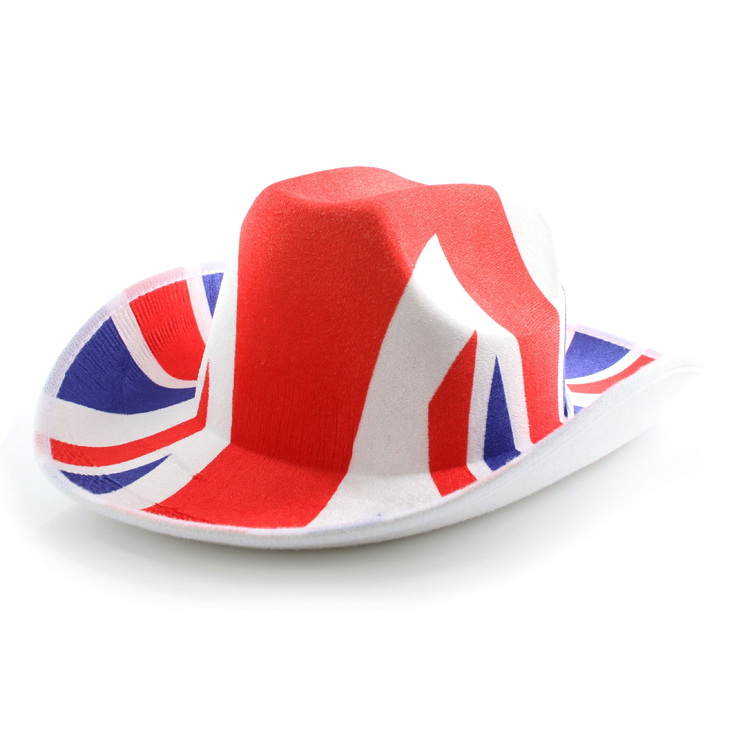 I LOVE FANCY DRESS Union Jack Cowboy Hat - Cowboy Hat with Union Jack Flag Print - Perfect for Kings Coronation, Jubilee Street Parties, Themed Events, and Costume Accessories