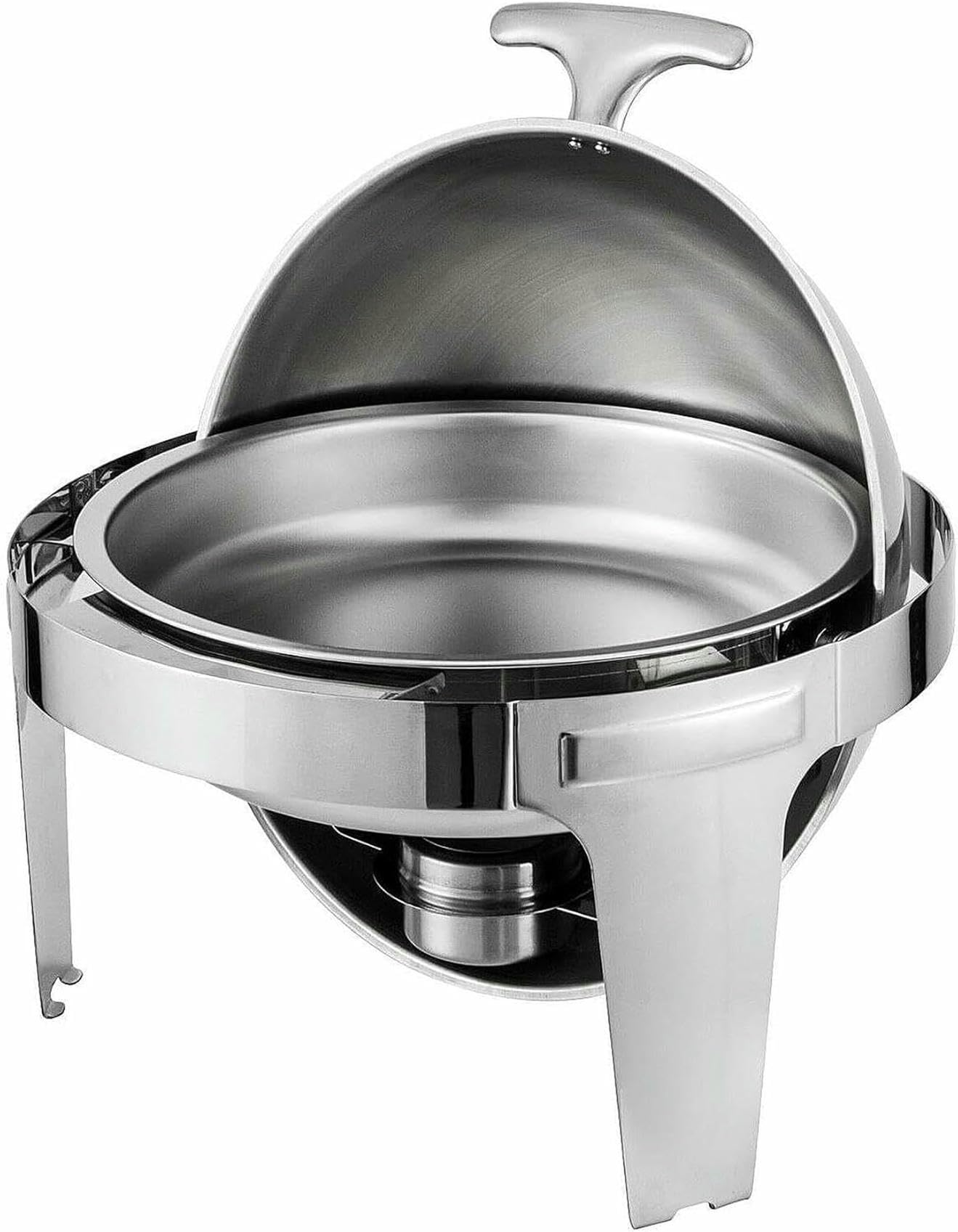 Chafing Dish in Acciaio Inossidabile da 6,8 l con Coperchio a Rullo, scaldavivande Rotondo con teglia per Cibo, teglia per Acqua, Supporto per combustibile per Mantenere Il Cibo Caldo~/